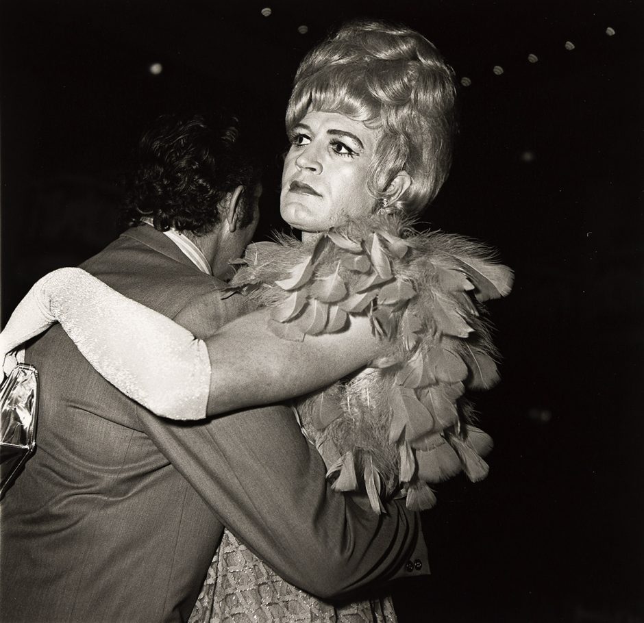 Diane Arbus & Neil Selkirk, Two men dancing at a drag ball, silver print, 1970; printed 1972. Estimate $10,000 to $15,000.