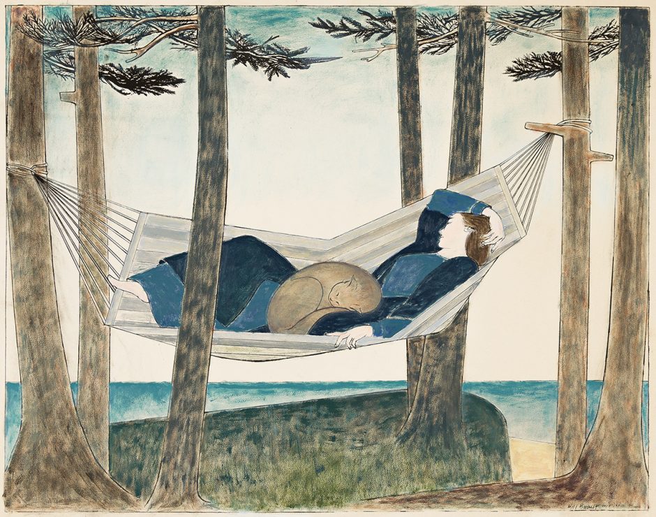 Will Barnet, Study for “Summer Idyll,” oil, pen & ink, 1975. Estimate $10,000 to $15,000.